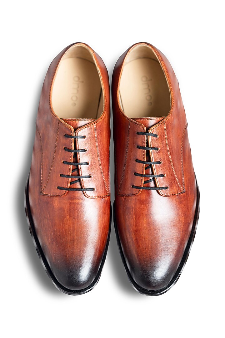 Tan Dual-Tone Leather Hand Painted Oxford Shoes by Dmodot at Pernia's Pop Up Shop