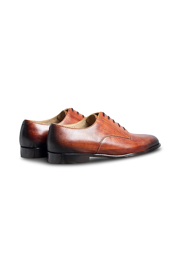 Tan Dual-Tone Leather Hand Painted Oxford Shoes by Dmodot at Pernia's Pop Up Shop