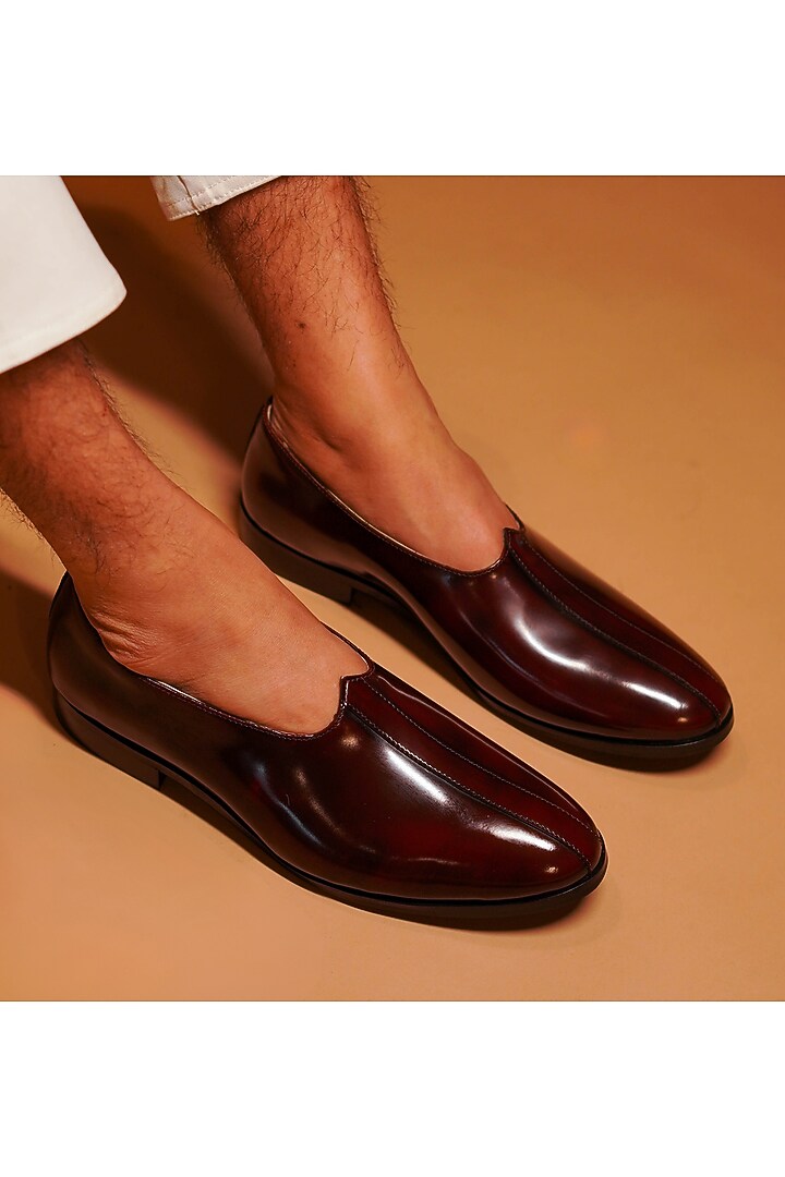 Burgundy Leather Mojris by Dmodot at Pernia's Pop Up Shop