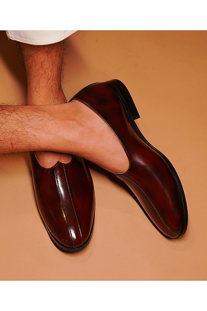 Burgundy Leather Mojris by Dmodot at Pernia's Pop Up Shop