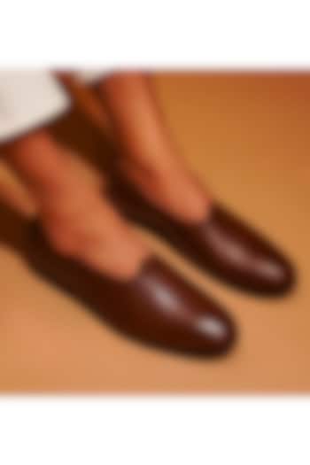 Dark Brown Leather Mojaris by Dmodot at Pernia's Pop Up Shop