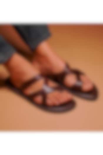 Brown Grain Leather Flats by Dmodot at Pernia's Pop Up Shop