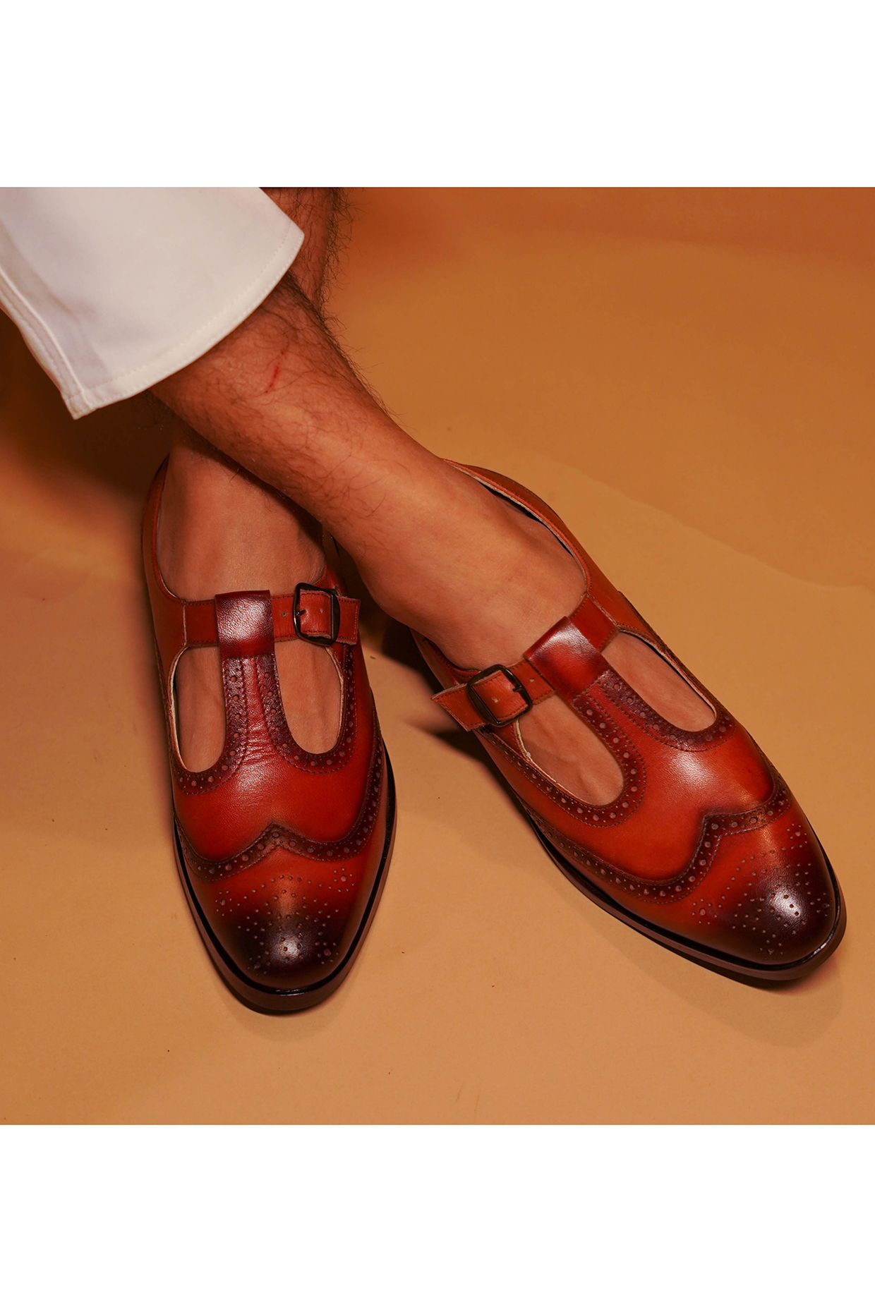 Brown Leather Peshawari by Dmodot at Pernia's Pop Up Shop