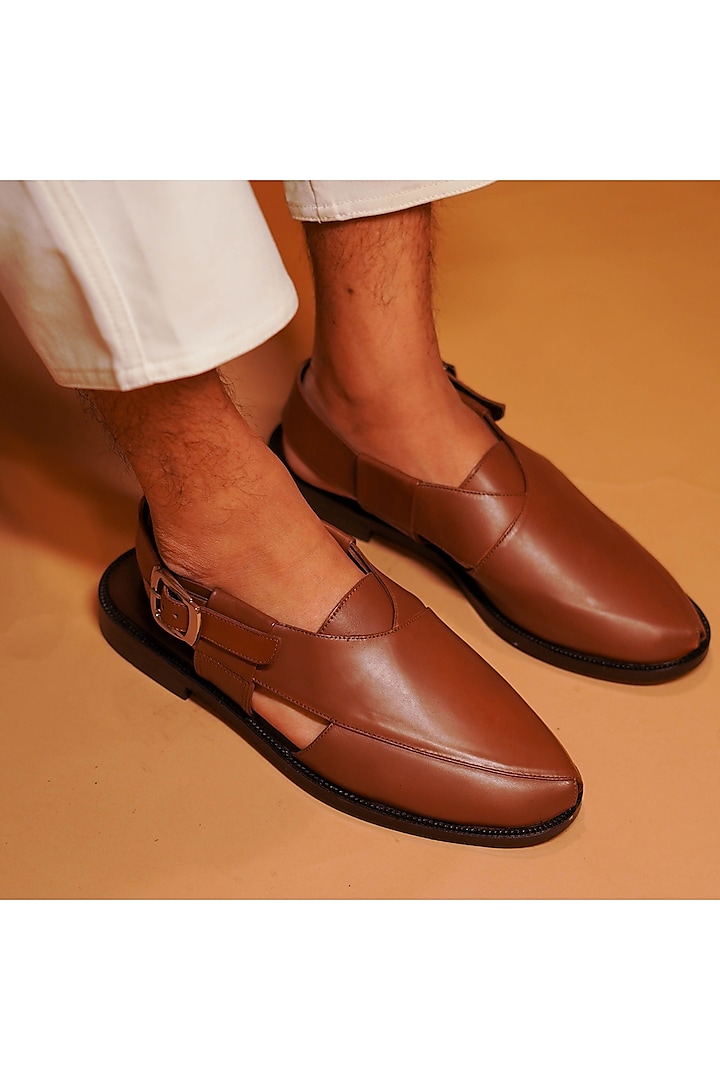 Brown Leather Peshawari by Dmodot