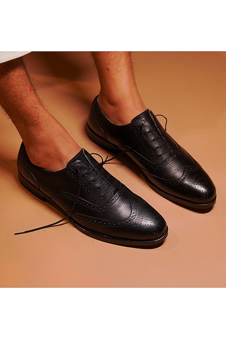 Black Leather Oxford Brogues by Dmodot