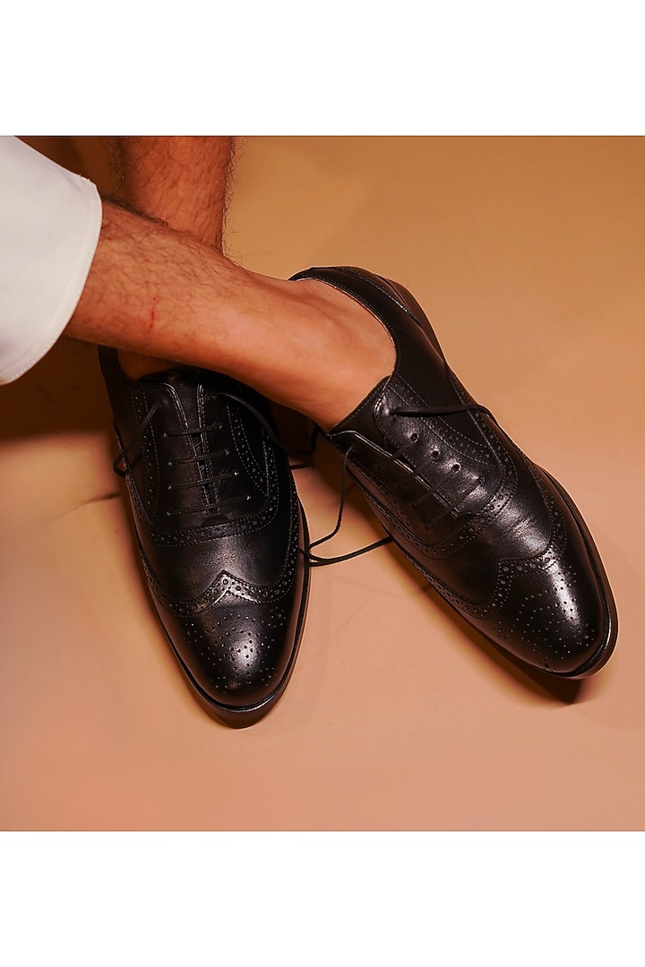 Black Leather Oxford Brogues by Dmodot at Pernia's Pop Up Shop