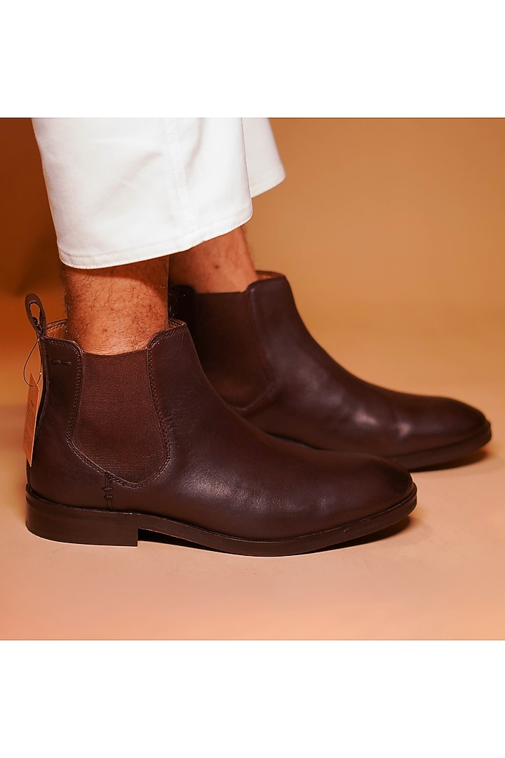Brown Leather Painted Boots by Dmodot at Pernia's Pop Up Shop