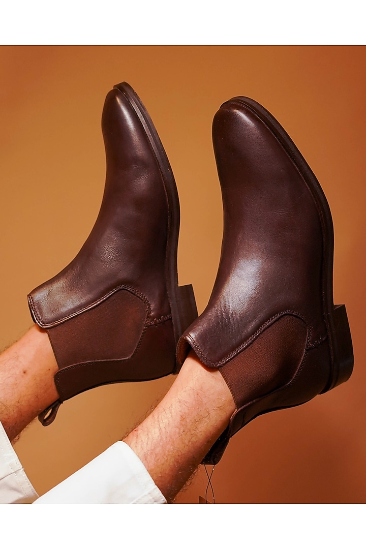 Brown Leather Painted Boots by Dmodot at Pernia's Pop Up Shop