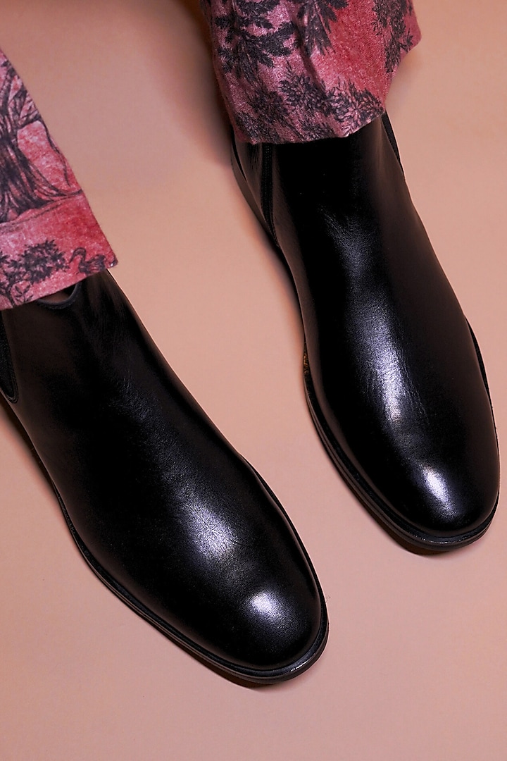 Black Leather Painted Boots by Dmodot
