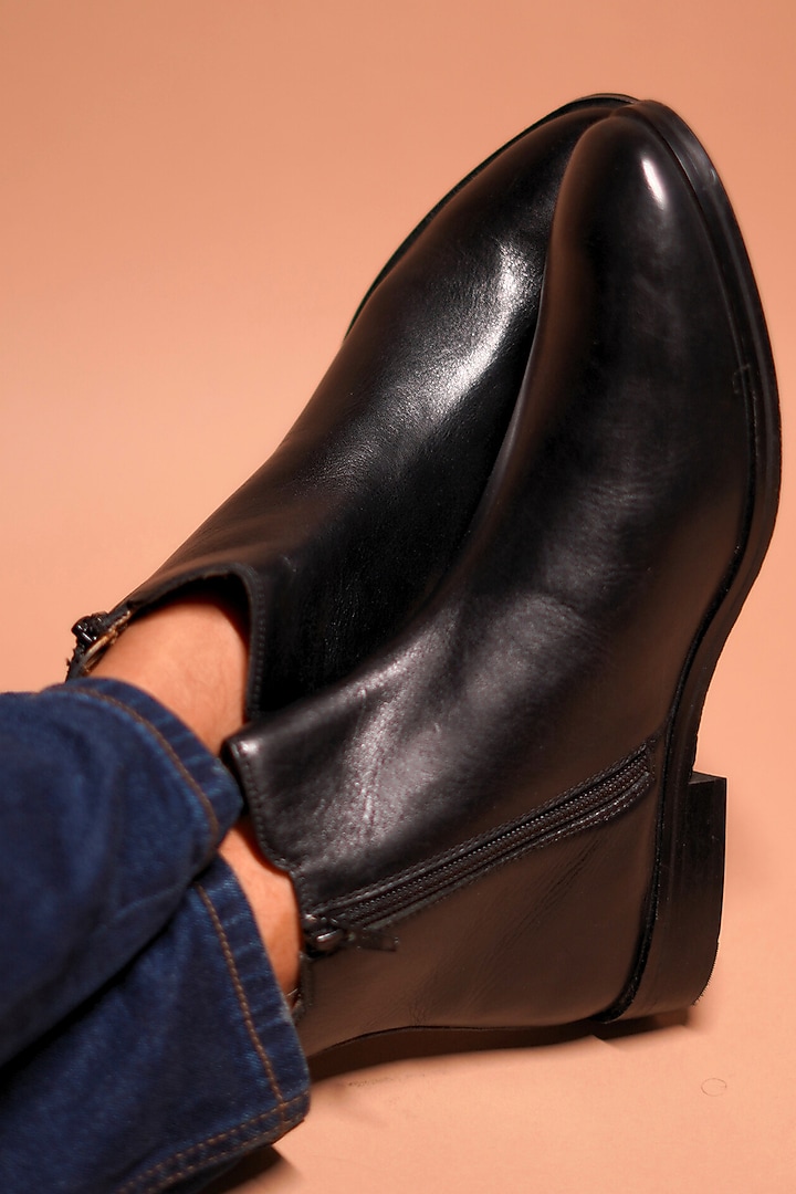 Black Leather Painted Boots by Dmodot at Pernia's Pop Up Shop