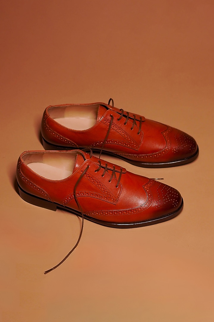 Tan Leather Brogues by Dmodot at Pernia's Pop Up Shop