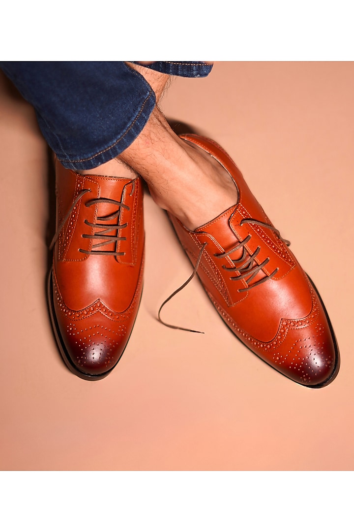 Tan Leather Brogues by Dmodot