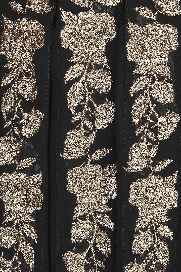 Black cape sleeves floral embroidered kalidaar kurta with skirt available only at Pernia's Pop Up Shop.