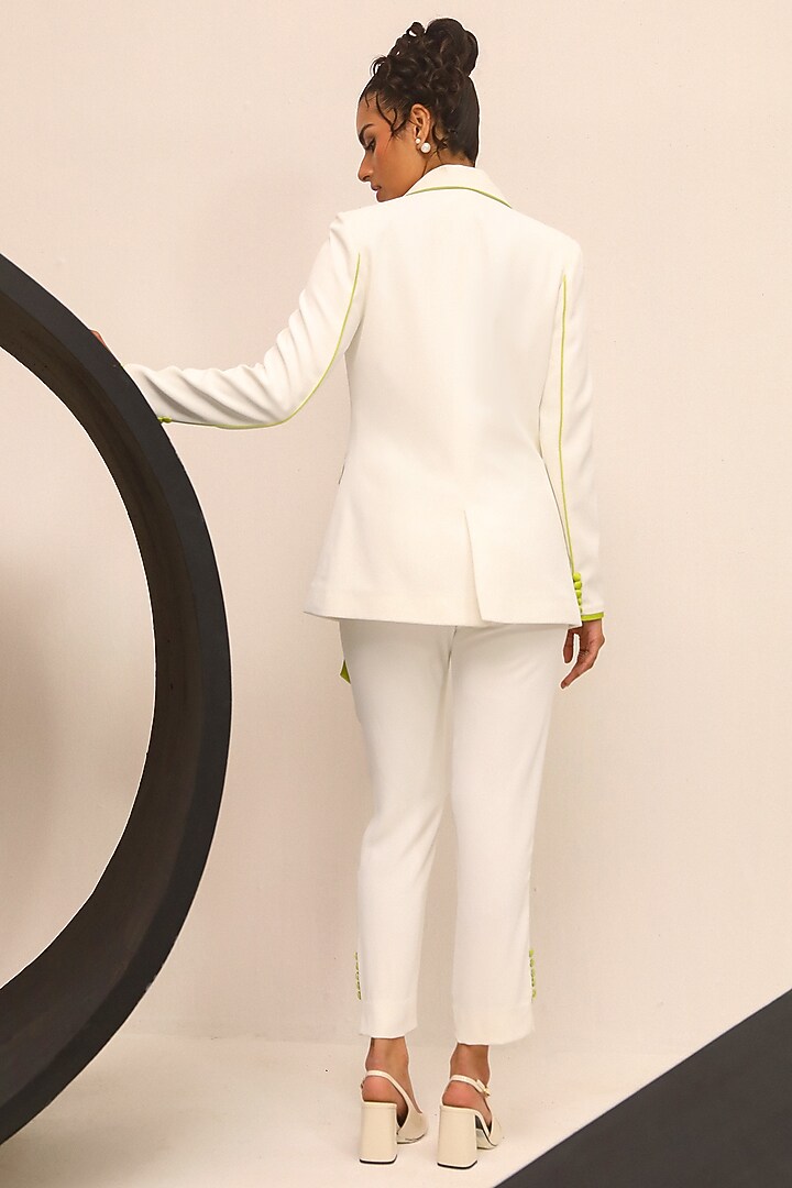 Ivory Luxury Heavy Crepe Double Breasted Blazer Set by Label Deepika Nagpal at Pernia's Pop Up Shop