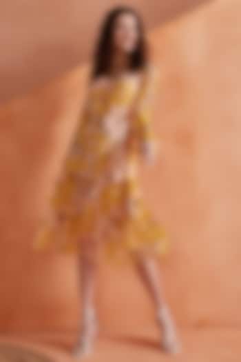 Amber Chiffon Lurex Ruffled Dress by Label Deepika Nagpal