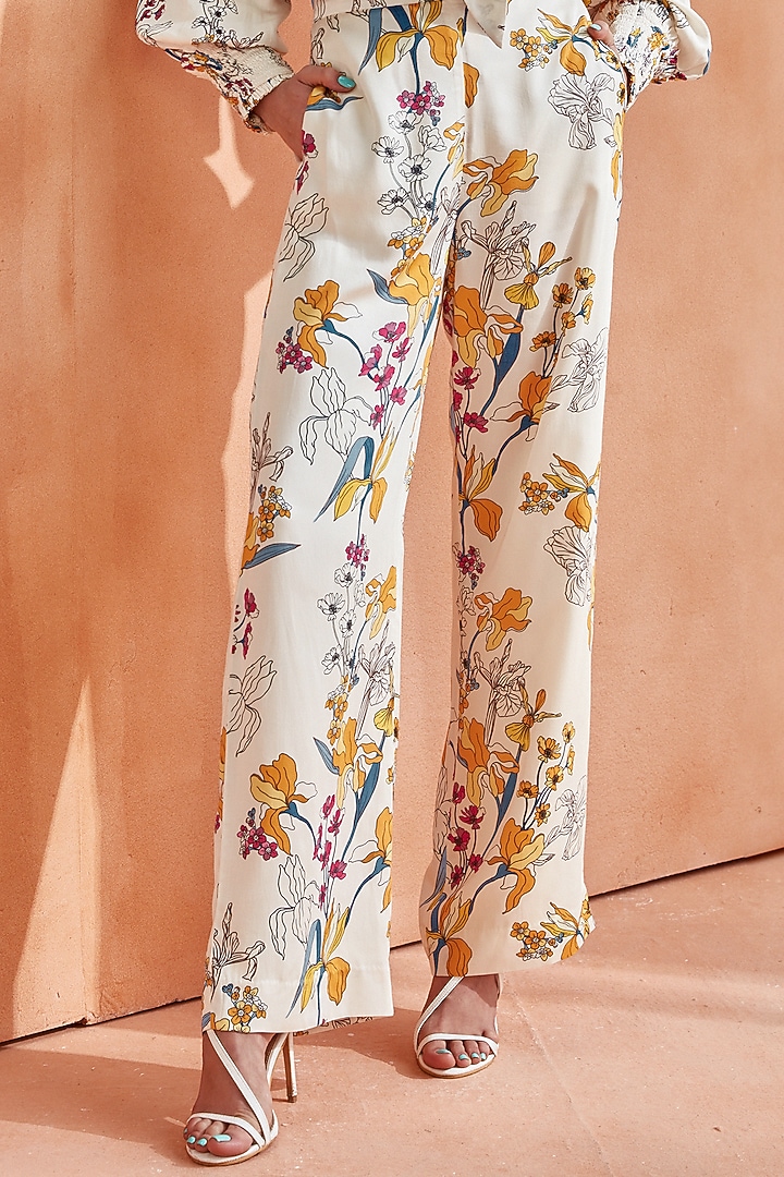 White & Tuscan Yellow Bemberg Lensing Modal Co-Ord Set by Label Deepika Nagpal at Pernia's Pop Up Shop