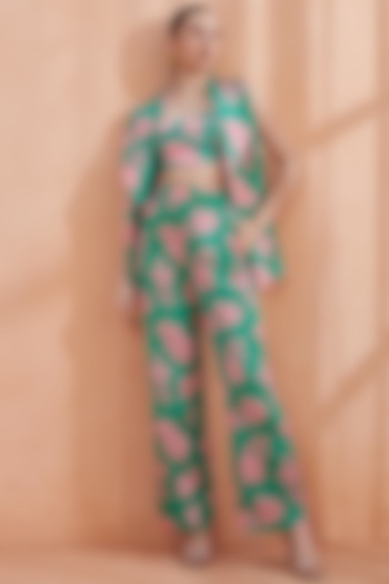 Shamrock Silk Linen Jacket Set by Label Deepika Nagpal at Pernia's Pop Up Shop