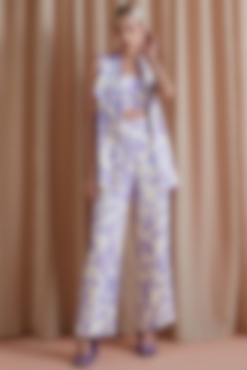 Lilac Bemberg Lenzing Modal Jacket Set by Label Deepika Nagpal
