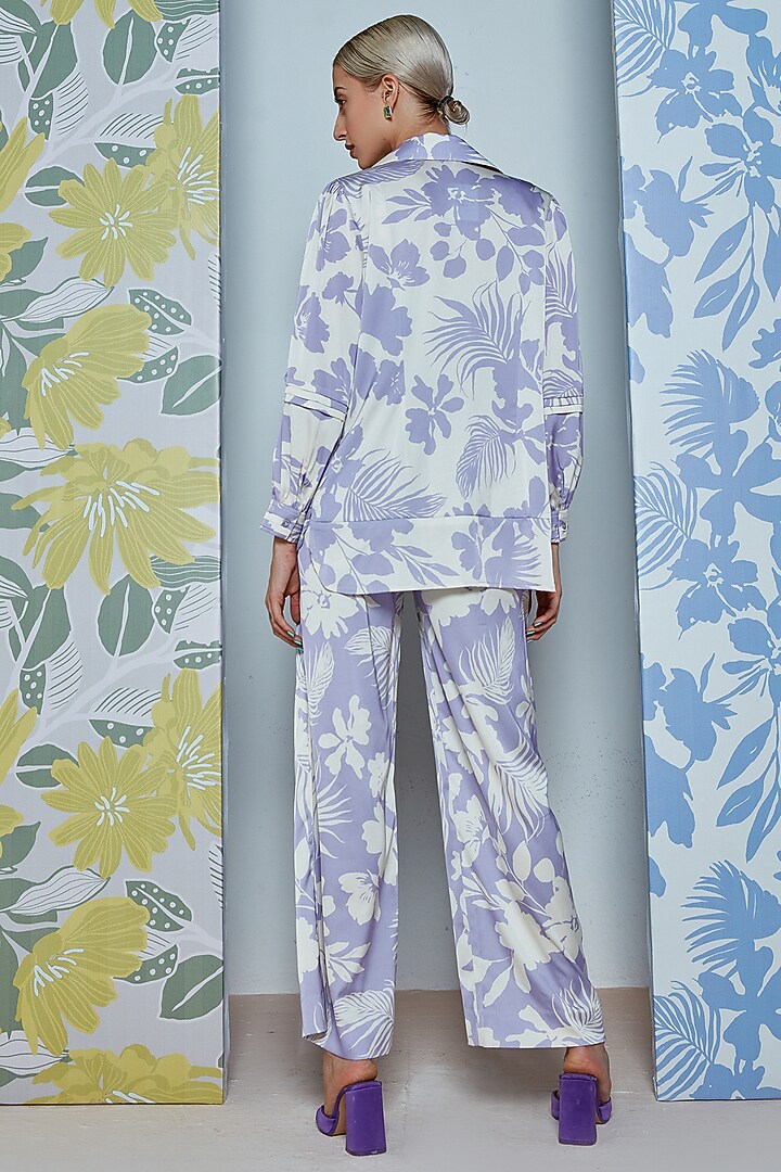 Lilac Silk Satin Shirt by Label Deepika Nagpal at Pernia's Pop Up Shop