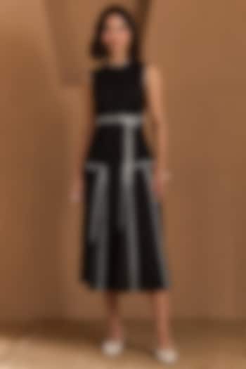 Black Linen Skirt Set by Label Deepika Nagpal at Pernia's Pop Up Shop