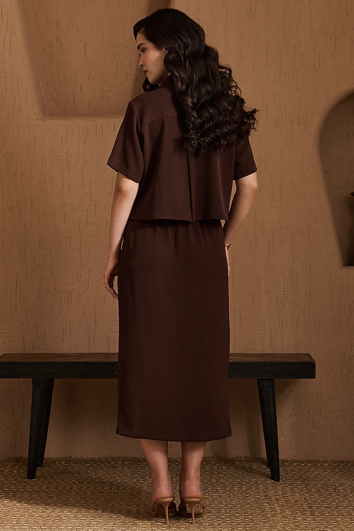 Brown Twill Crepe Skirt Set by Label Deepika Nagpal at Pernia's Pop Up Shop