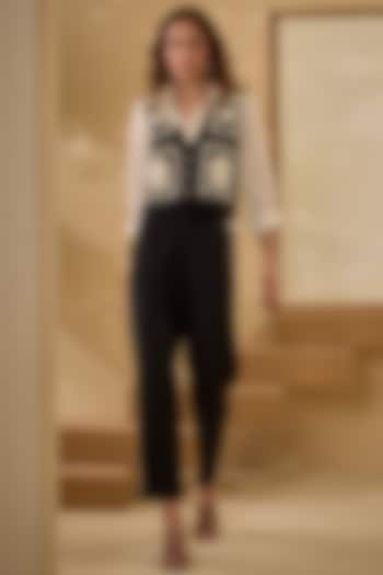 Black Soft Cotton Linen Co-Ord Set by Label Deepika Nagpal at Pernia's Pop Up Shop