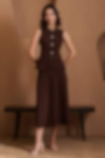 Brown Twill Crepe Skirt Set by Label Deepika Nagpal at Pernia's Pop Up Shop