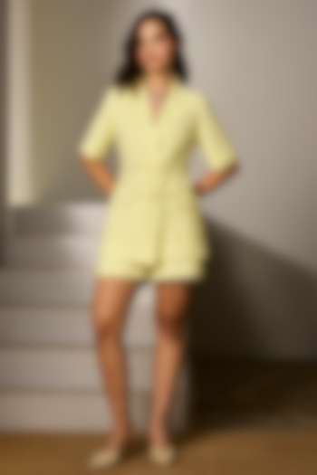 Yellow Crepe Co-Ord Set by Label Deepika Nagpal at Pernia's Pop Up Shop