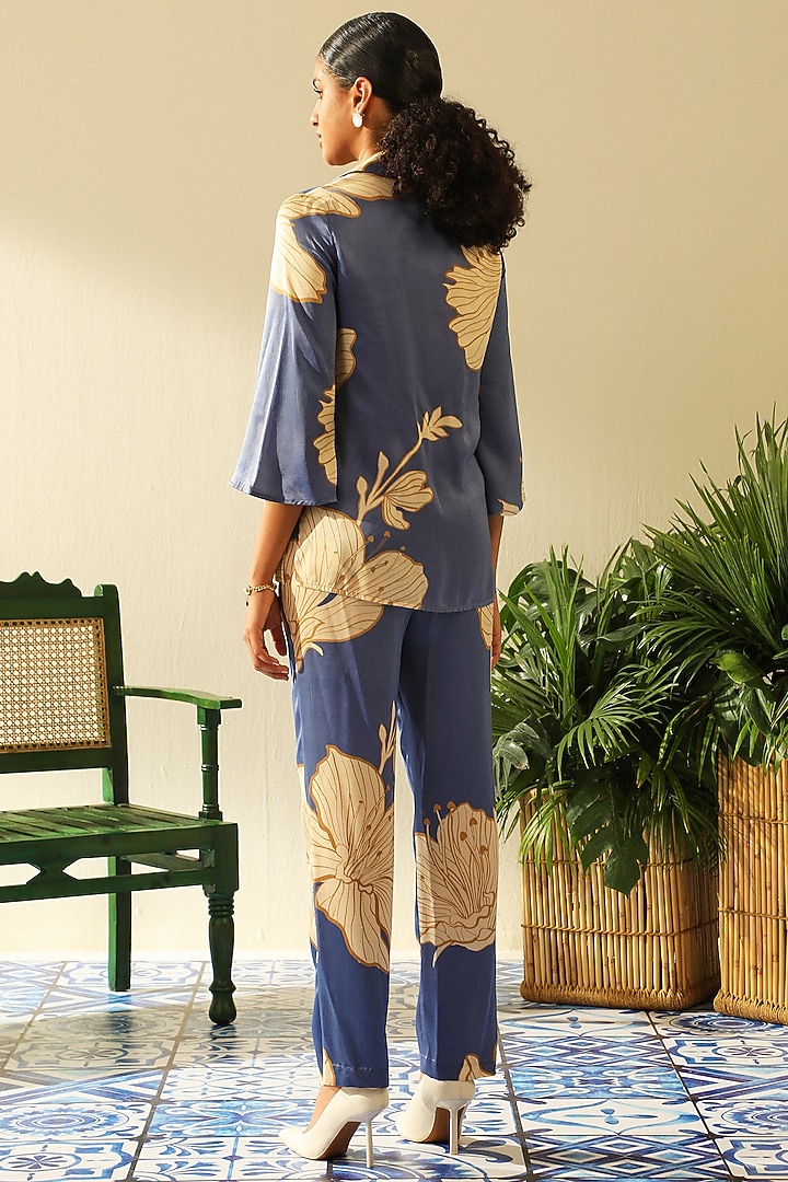 Sapphire Blue Mulberry Silk Co-Ord Set by Label Deepika Nagpal at Pernia's Pop Up Shop