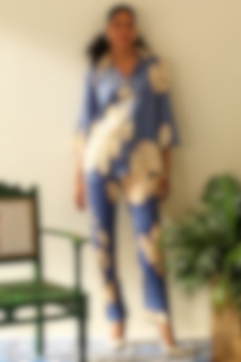 Sapphire Blue Mulberry Silk Co-Ord Set by Label Deepika Nagpal at Pernia's Pop Up Shop