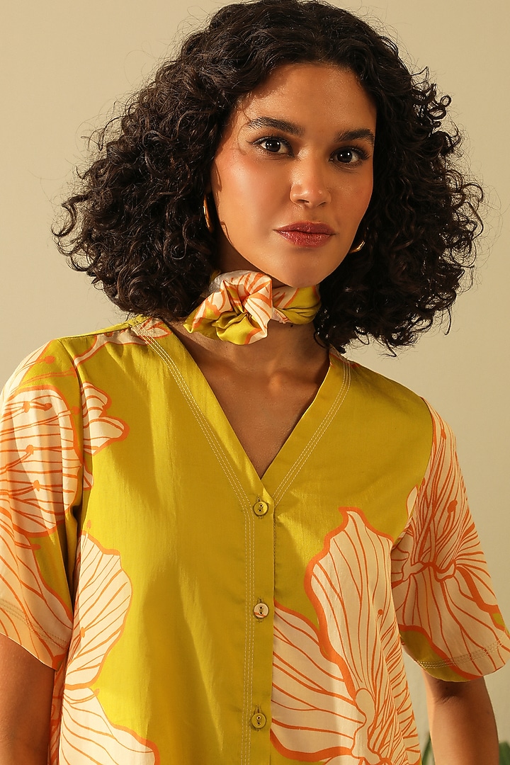 Pistachio Green Mulberry Silk Co-Ord Set by Label Deepika Nagpal at Pernia's Pop Up Shop
