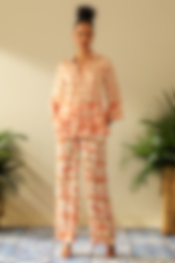 Ochre Irish Cotton Co-Ord Set by Label Deepika Nagpal at Pernia's Pop Up Shop