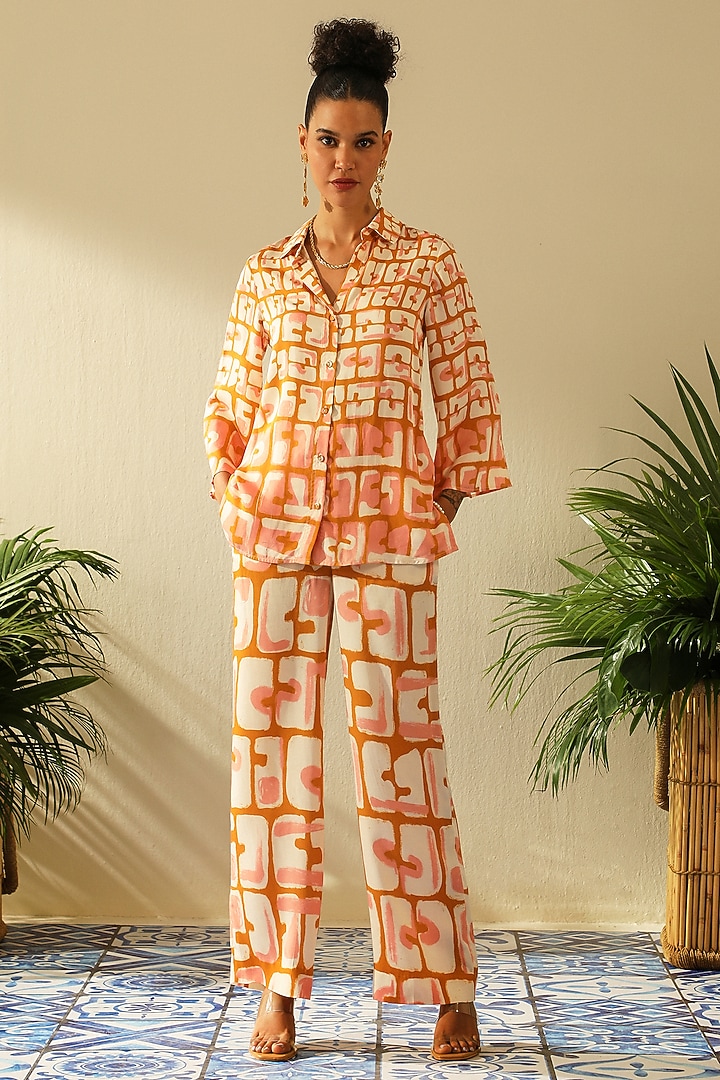 Ochre Irish Cotton Co-Ord Set by Label Deepika Nagpal at Pernia's Pop Up Shop