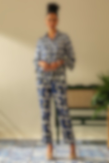 Indigo Irish Cotton Co-Ord Set by Label Deepika Nagpal at Pernia's Pop Up Shop