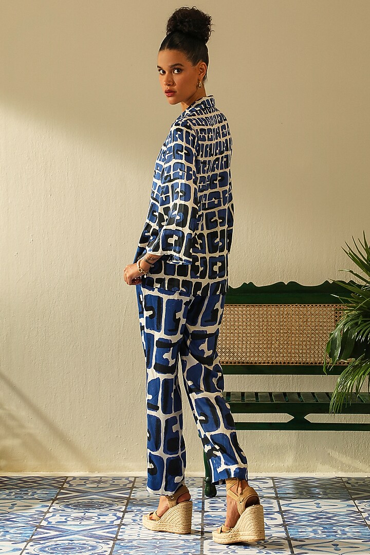 Indigo Irish Cotton Co-Ord Set by Label Deepika Nagpal at Pernia's Pop Up Shop