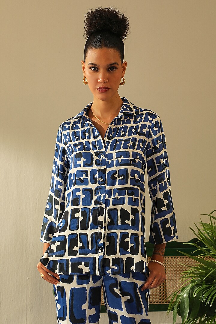 Indigo Irish Cotton Co-Ord Set by Label Deepika Nagpal at Pernia's Pop Up Shop