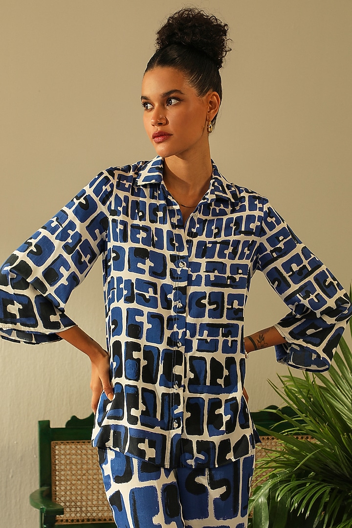 Indigo Irish Cotton Co-Ord Set by Label Deepika Nagpal at Pernia's Pop Up Shop