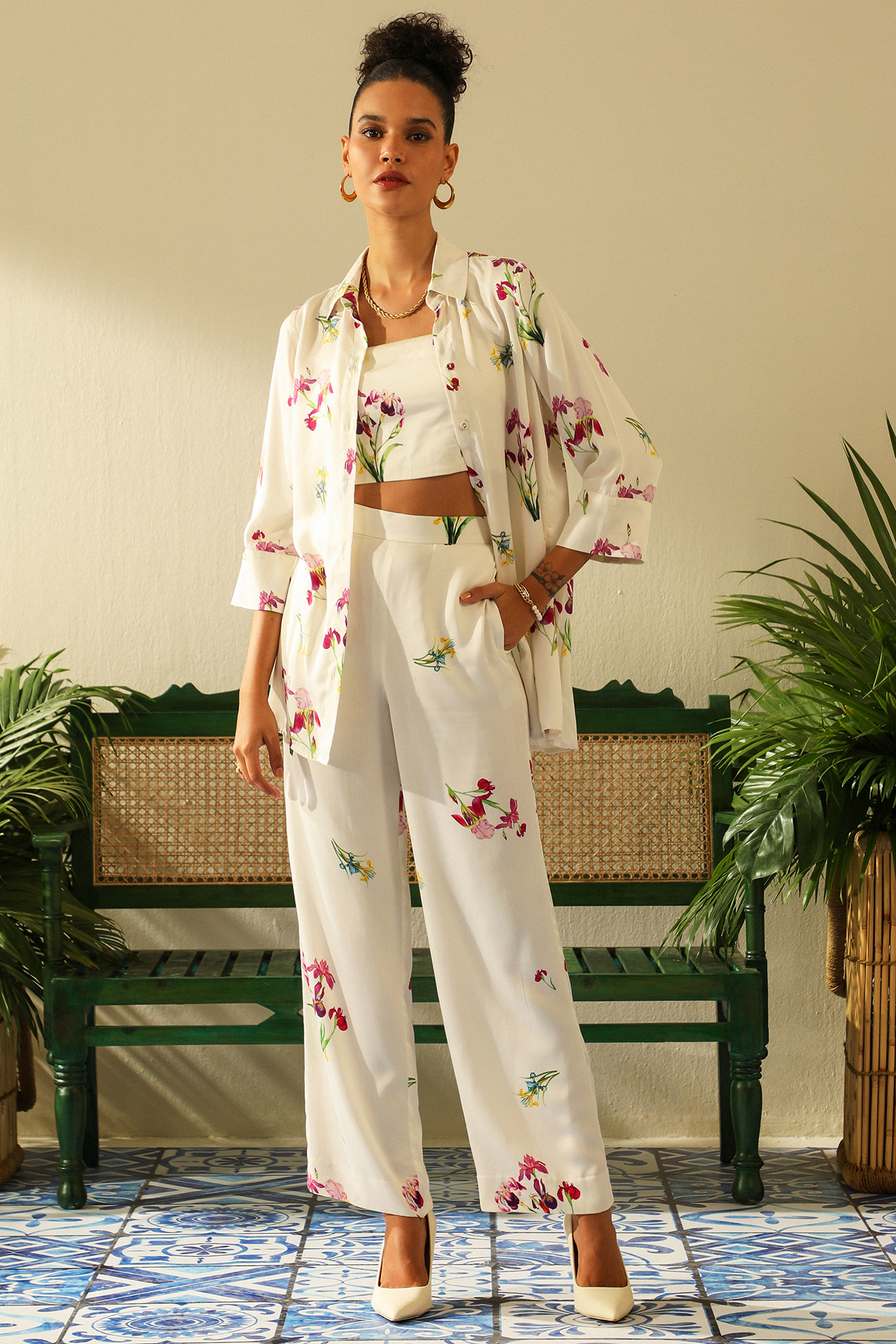 Ivory Irish Cotton Co-Ord Set by Label Deepika Nagpal at Pernia's Pop Up Shop