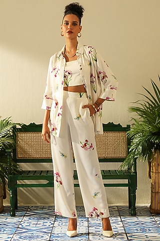 Ivory Irish Cotton Co-Ord Set by Label Deepika Nagpal