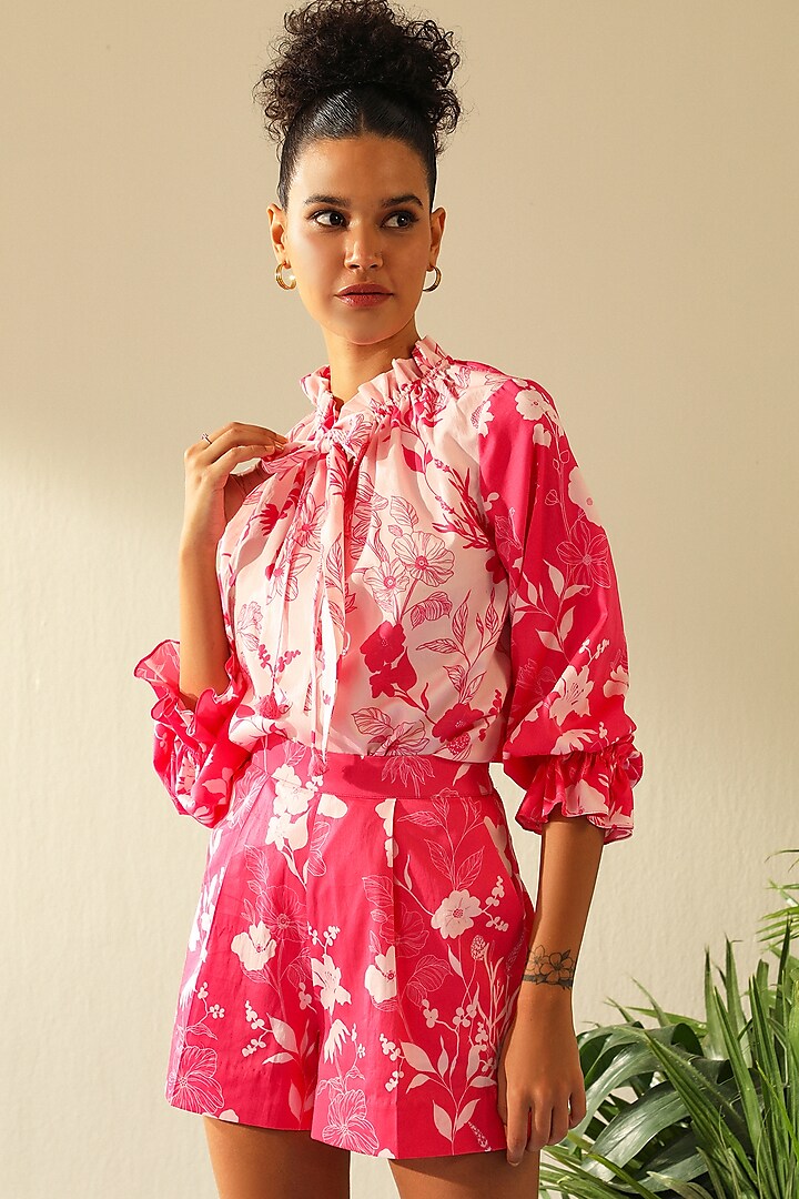 Misty Rose Silk Cotton Shirt by Label Deepika Nagpal at Pernia's Pop Up Shop