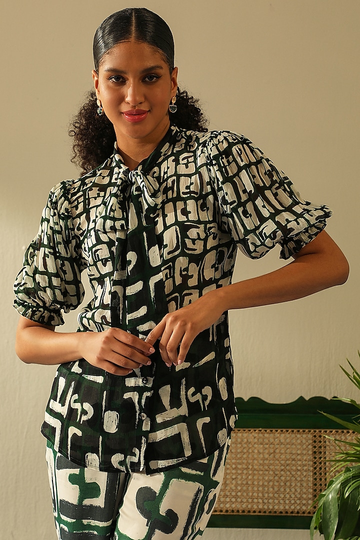 Emerald Green Irish Cotton Shirt by Label Deepika Nagpal at Pernia's Pop Up Shop