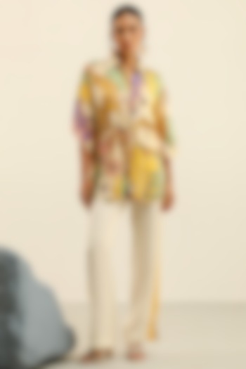 Ivory Luxury Crepe Co-Ord Set by Label Deepika Nagpal at Pernia's Pop Up Shop