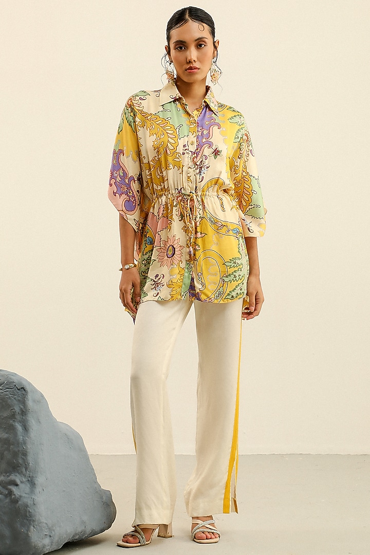 Ivory Luxury Crepe Co-Ord Set by Label Deepika Nagpal at Pernia's Pop Up Shop