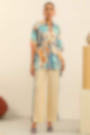 Ivory Luxury Crepe Co-Ord Set by Label Deepika Nagpal at Pernia's Pop Up Shop