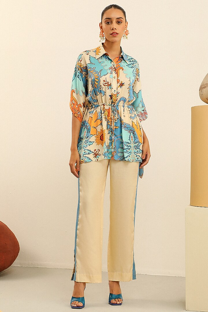 Ivory Luxury Crepe Co-Ord Set by Label Deepika Nagpal at Pernia's Pop Up Shop