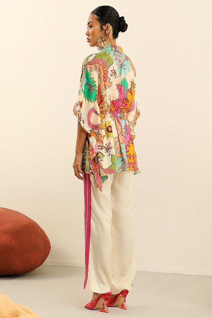 Ivory Luxury Crepe Printed Co-Ord Set by Label Deepika Nagpal at Pernia's Pop Up Shop