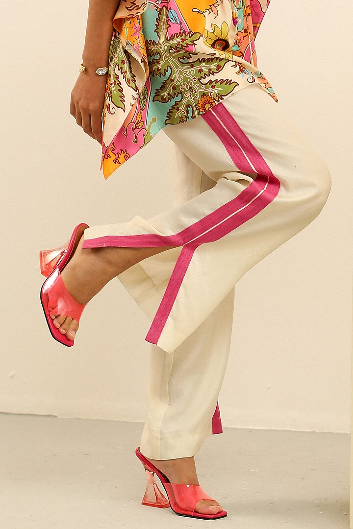Ivory Luxury Crepe Printed Co-Ord Set by Label Deepika Nagpal at Pernia's Pop Up Shop