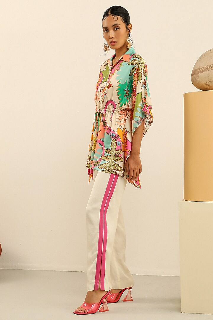 Ivory Luxury Crepe Printed Co-Ord Set by Label Deepika Nagpal at Pernia's Pop Up Shop