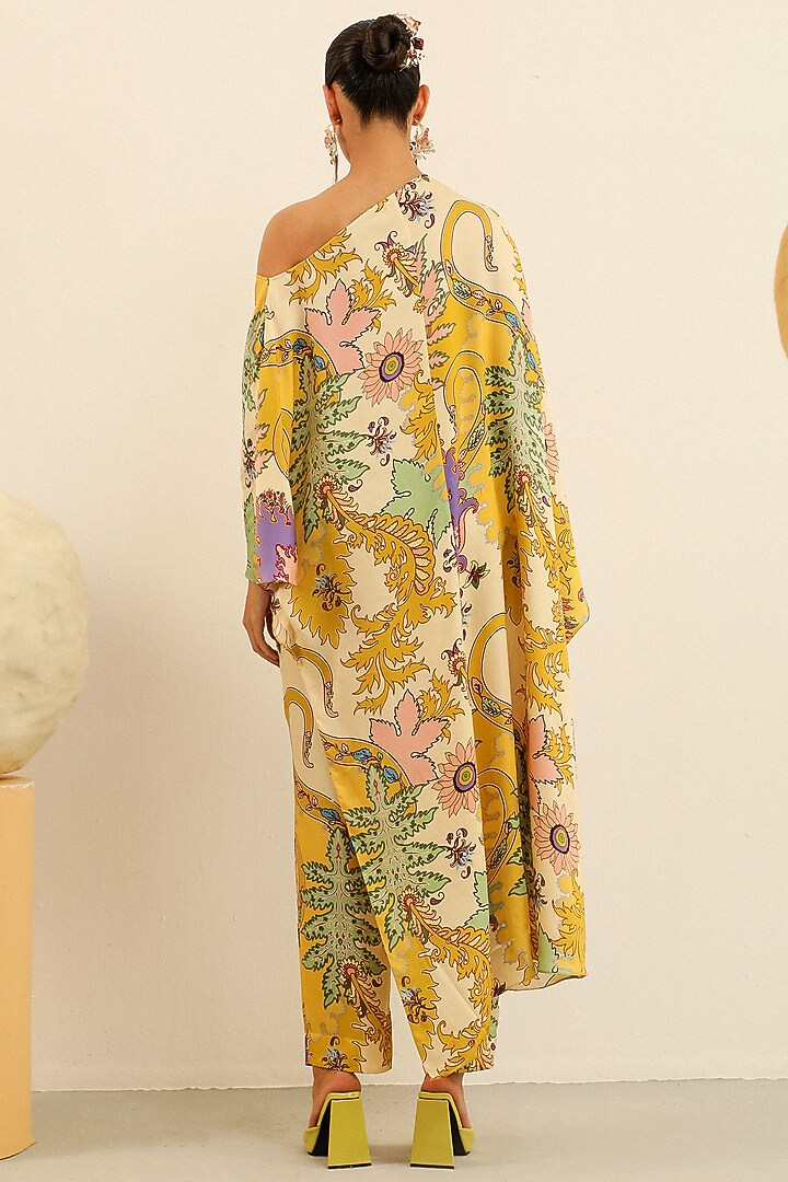Yellow Mulberry Printed Cape by Label Deepika Nagpal at Pernia's Pop Up Shop