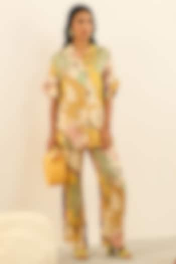 Yellow Mulberry Printed Shirt  by Label Deepika Nagpal at Pernia's Pop Up Shop